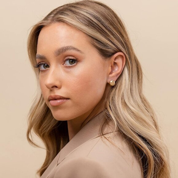 14K Gold Plated Chunky Huggies Earrings for Women - 925 Sterling Silver Posts Sm - Picture 3 of 5